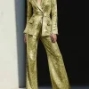 Shop Sparkly 2 Pieces Sequin Notched Lapel Formal Suit For Women Golden