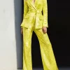 Shop Sparkly 2 Pieces Sequin Notched Lapel Formal Suit For Women Yellow