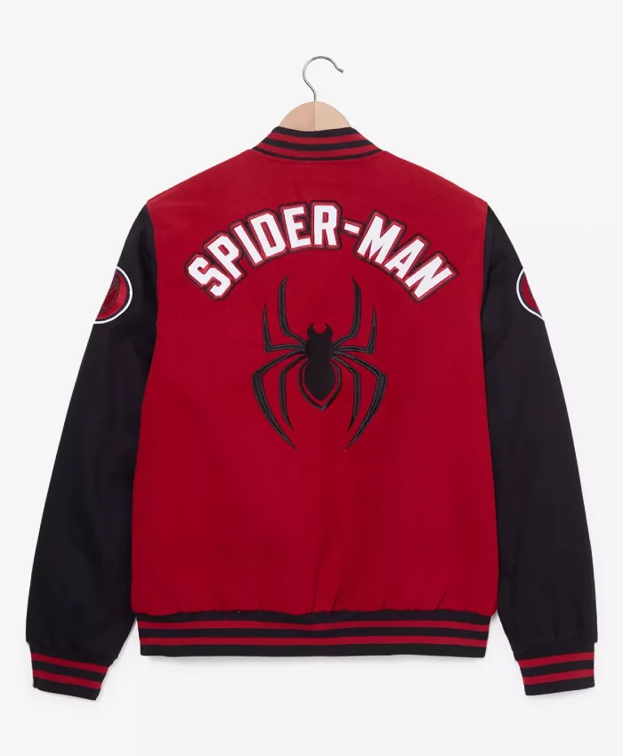 Shop Spider Man Red and Black Varsity Polyester Jacket For Sale