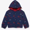 Shop Spider Man Red and Navy Blue Reversible Toddler Hooded Jacket Front View