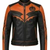 Shop Spooky Halloween Pumpkin Handmade Orange and Black Leather Jacket For Sale