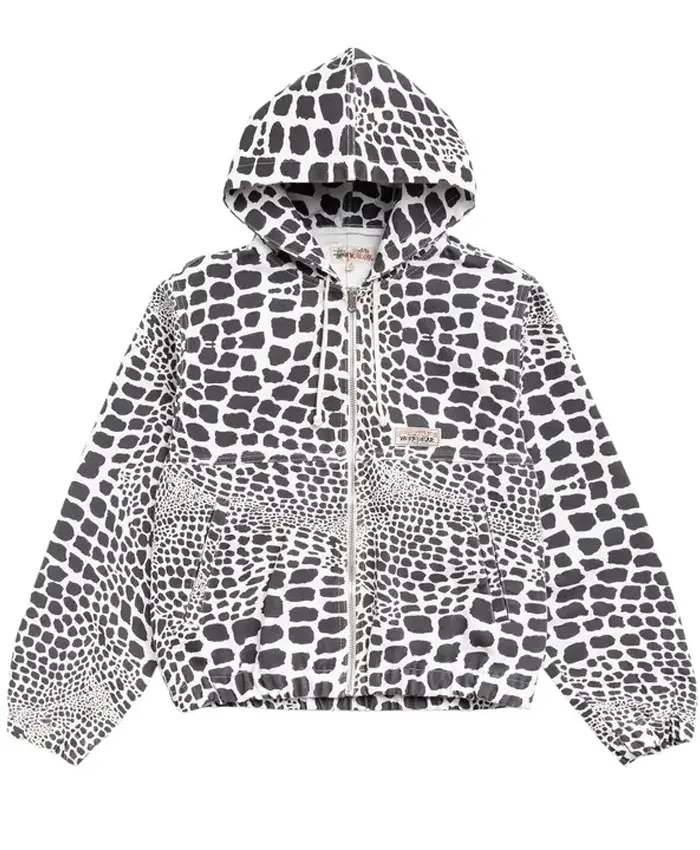 Shop Stussy Work Full ZIp Up Hooded Jacket Unlined Canvas Safari