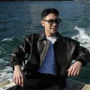 Shop Sydney Trip 2026 Darren Espanto Black Leather Jacket For Men and Women Front Side