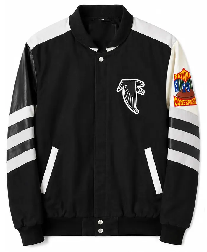 Shop Vintage 90s Jeff Hamilton Design Atlanta Falcons Leather Jacket