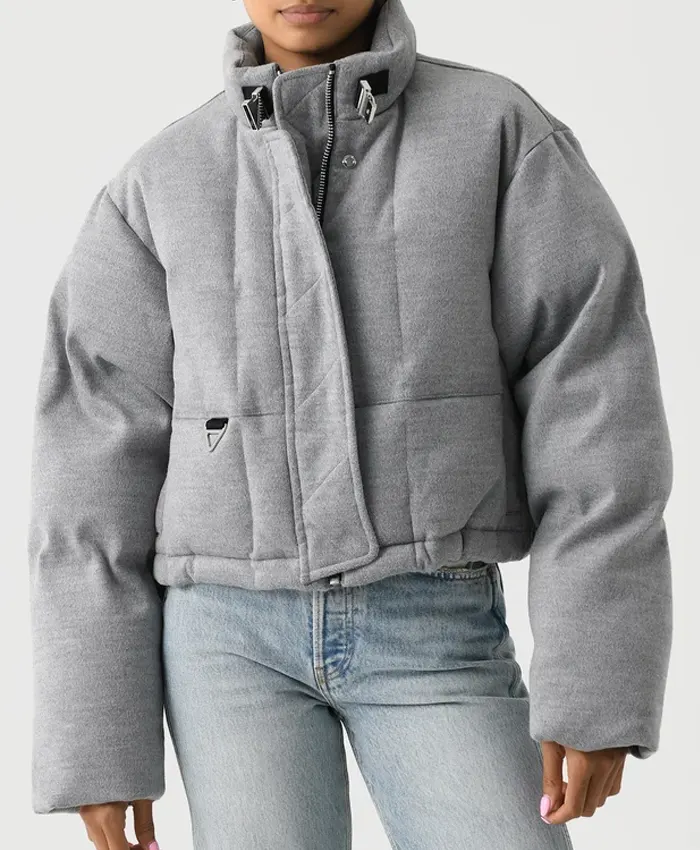 Shoreditch Ski Club Hallie Mae Grey Puffer Jacket