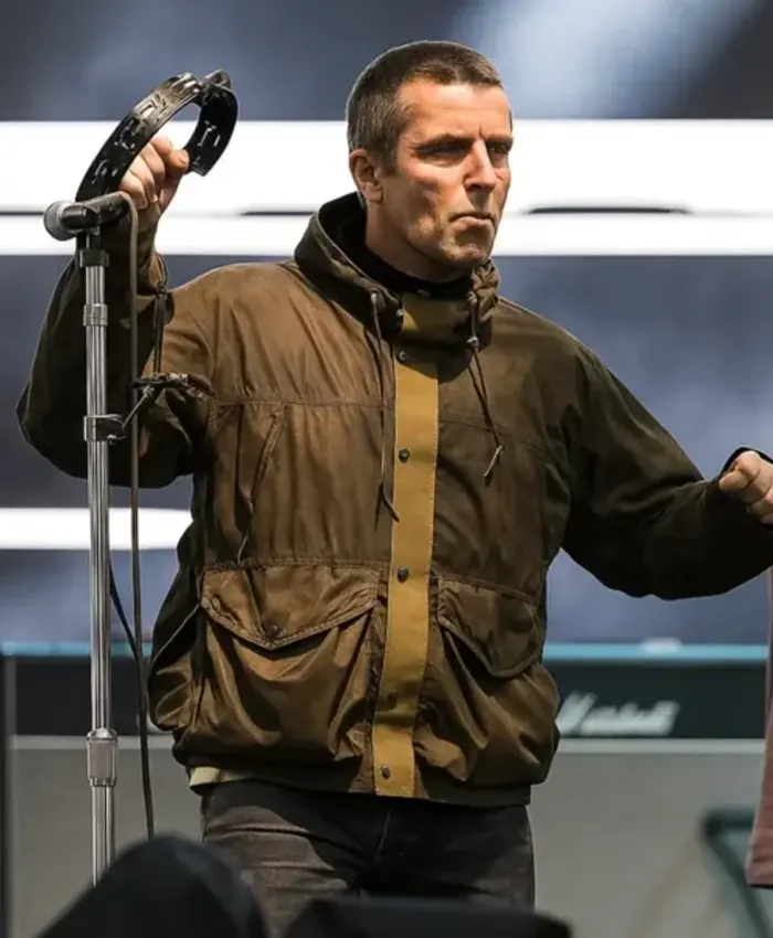 Singer Liam Gallagher Oasis Tour 2025 Olive Green Jacket