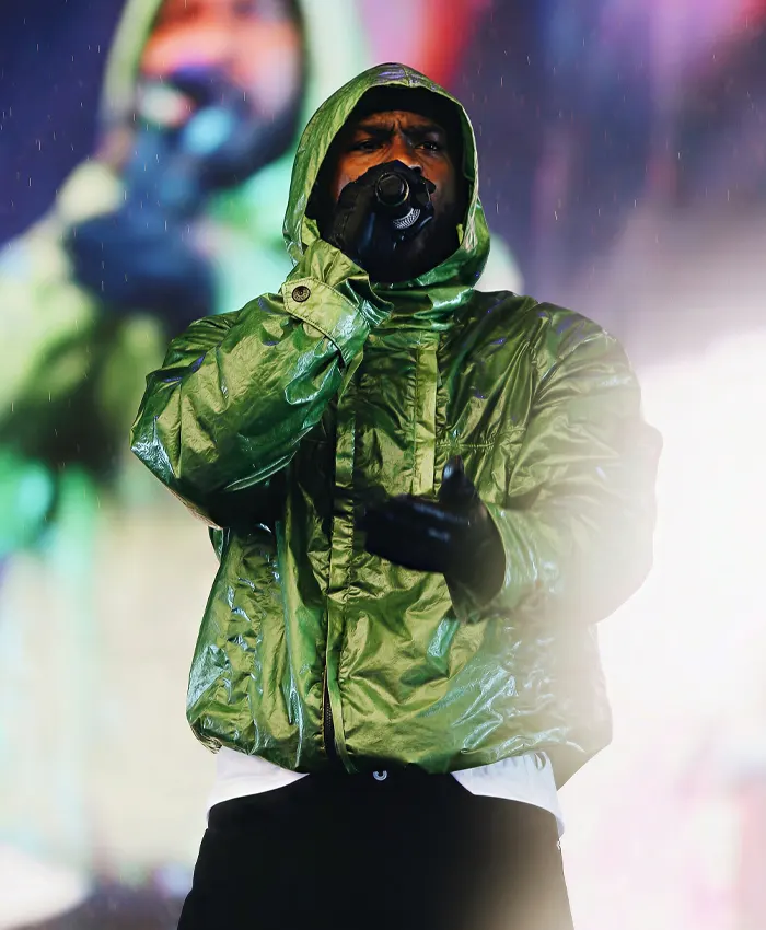 Skepta Stone Island Hooded Green Rain Jacket Front View