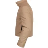 Rihanna SoHo NYC 2026 beige cotton jacket with zipper closure and full-length sleeves