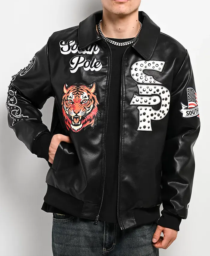 Southpole-Stud-Tiger-Black-Bomber-Jacket-For-Men