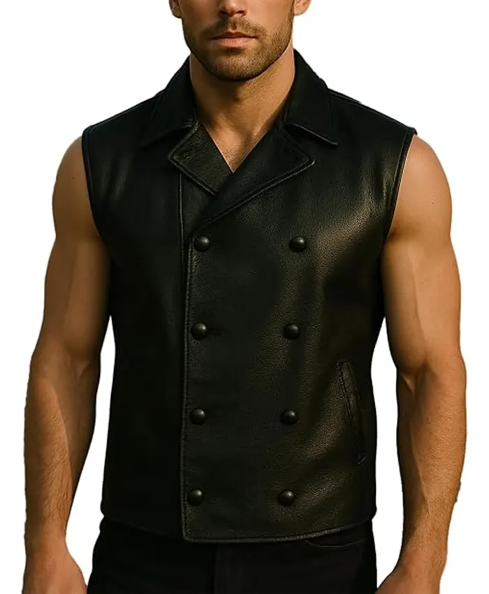 Spider Black Leather Vest Font