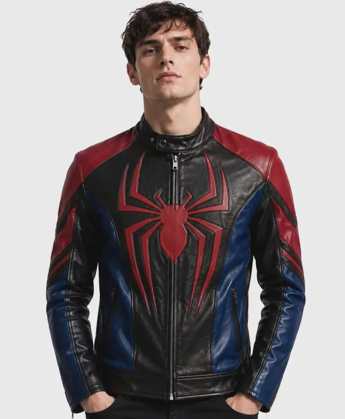 Spider-Man Black Red Blue Leather Jacket