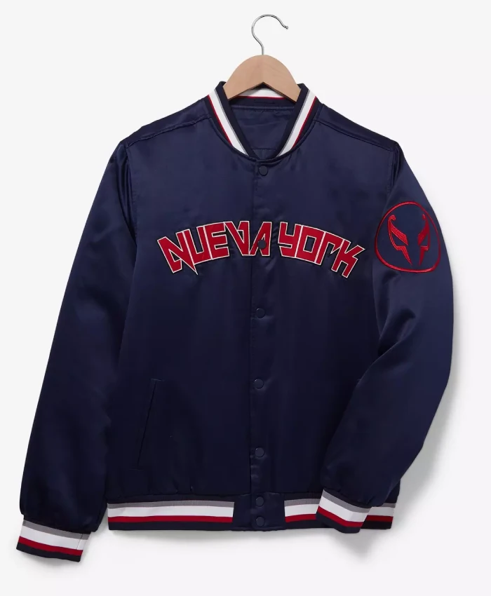 Spider Man Navy Blue Bomber Satin Jacket For Men and Women