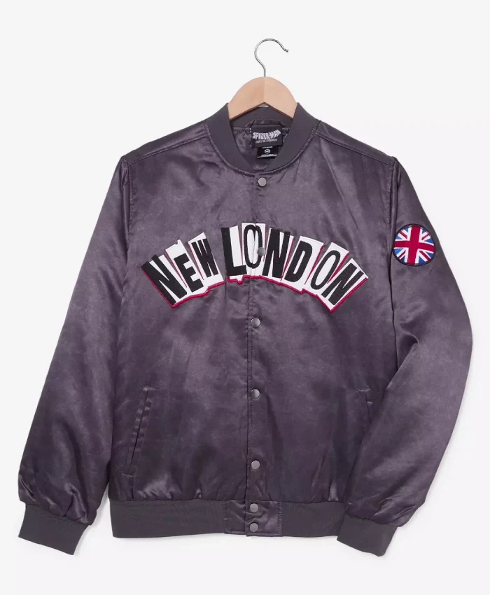 Spider Man New London Grey Satin Bomber Jacket For Sale