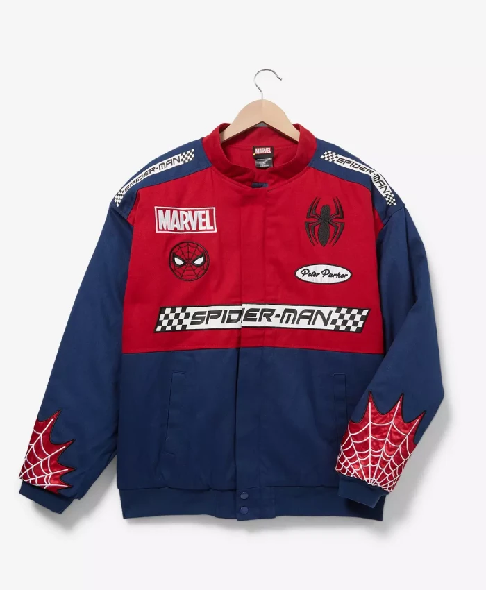 Spider Man Polyester Red and Blue Racing Jacket For Sale
