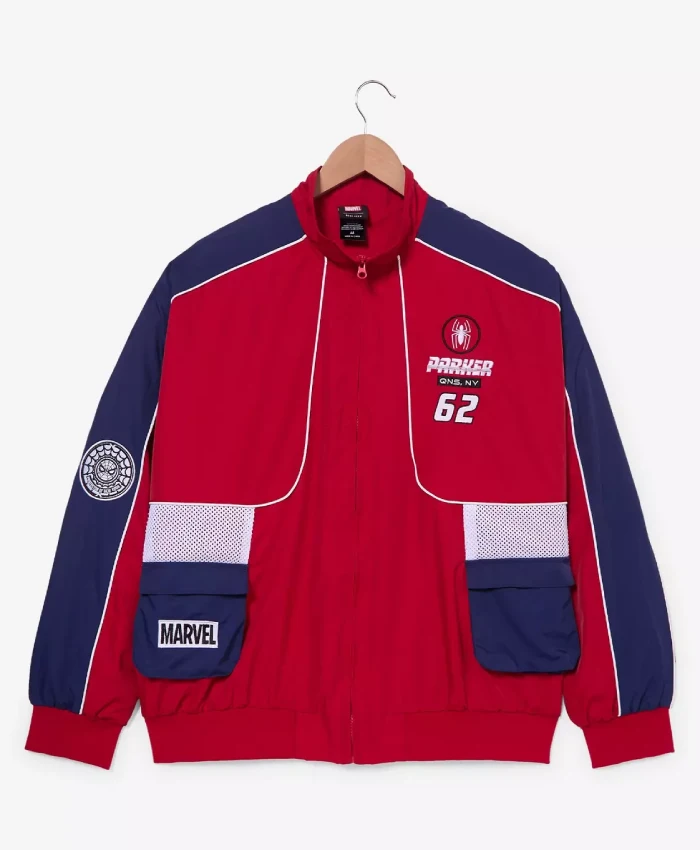 Get Spider Man Red Windbreaker Polyester Jacket For Sale