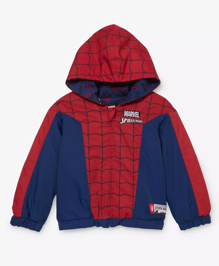 Spider Man Red and Navy Blue Reversible Hooded Jacket