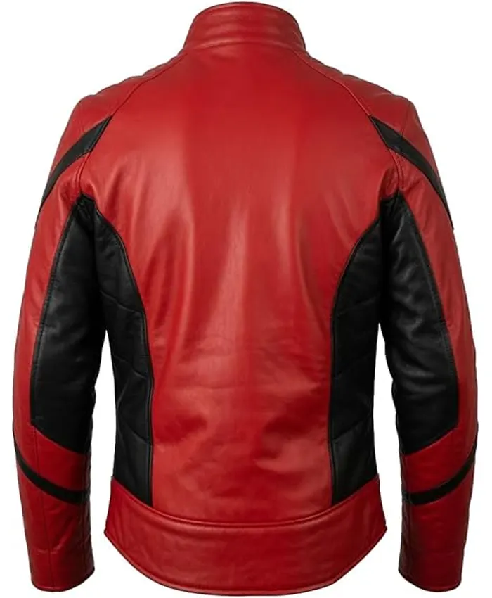 Spider Red and Black Leather Jacket Back