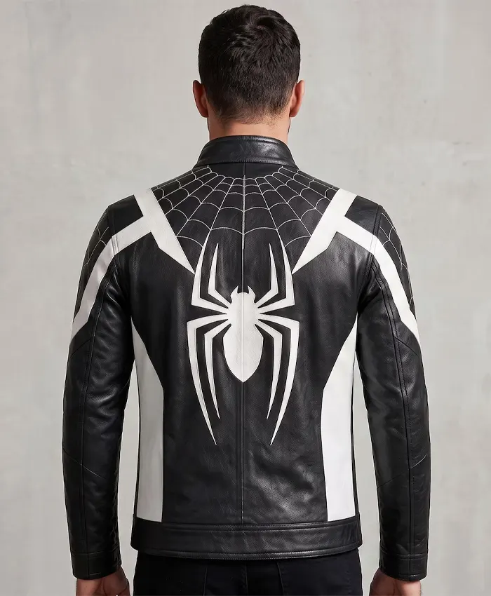 Spider man Leather Bomber Biker Jacket Back