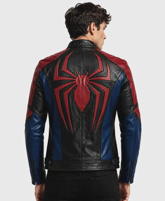 SpiderMan Black Red Blue Leather Jacket