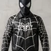 Spiderman Bomber Black Leather White Web Jacket