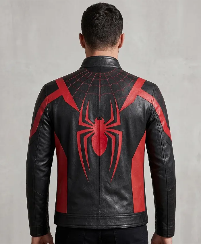 Spiderman Leather Bomber Biker Jacket Back