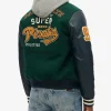 Superdry Hooded College Patched Bomber Jacket In Dark Pine Green