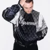 Supreme Champion Quilted Navy Satin Varsity Jacket