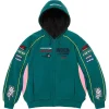 Supreme Dark Teal Racing Lined Zip Up Hooded Jacket