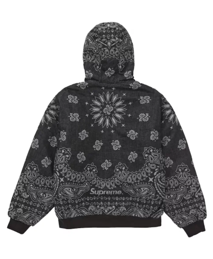 Supreme x Bandana Jacquard Hooded Jacket Black Back