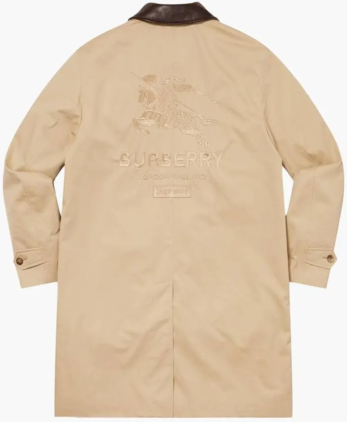 Supreme x Burberry Leather Collar Trench Coat Beige