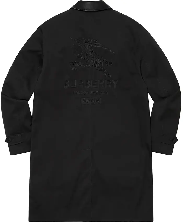 Supreme x Burberry Leather Collar Trench Coat In Black