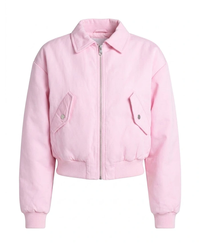 Susan TV Series Honest Renovations 2026 Pink Cropped Bomber Jacket