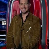 The Voice S28 Michael Buble Brown Suede Biker Jacket