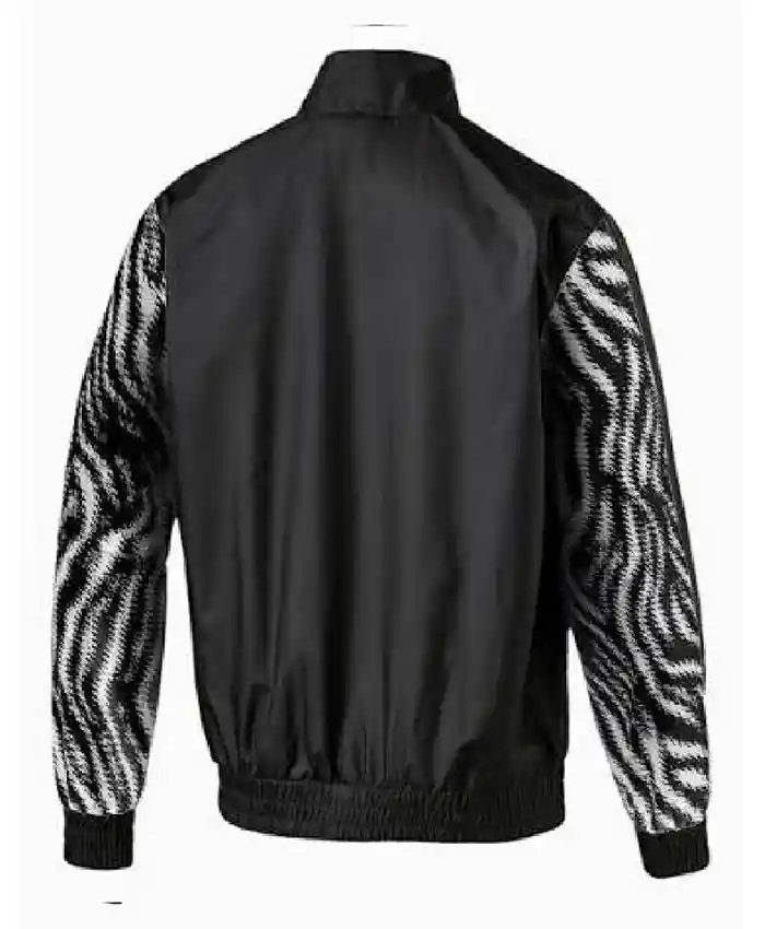Toheeb Jimoh TV Series Ted Lasso 2026 Zebra Printed Black Jacket Back View