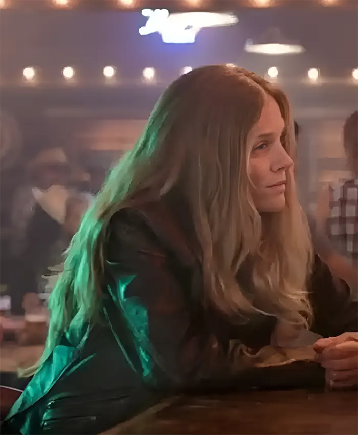 Tracy Spiridakos TV Series Anna Pigeon 2026 Anna Pigeon Black Biker Leather Jacket Side