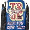 True Religion Color Block Bomber Varsity Leather Jacket Back