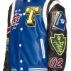 True Religion Color Block Leather Bomber Varsity Jacket