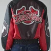 True Religion Womens Colorblocked Leather Varsity Jacket Back