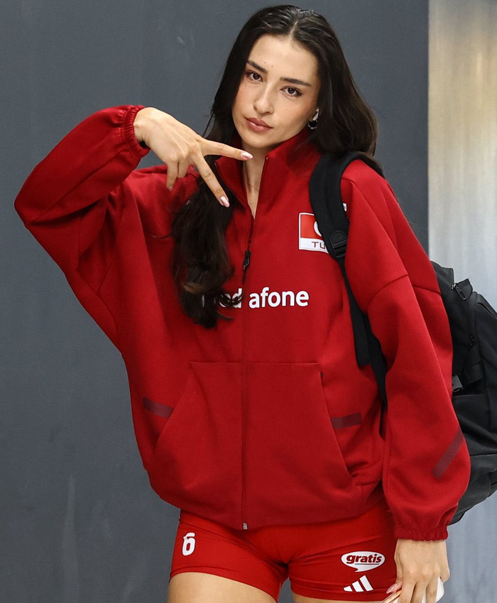 Turkish Volleyball Player Saliha Şahin Red Jacket