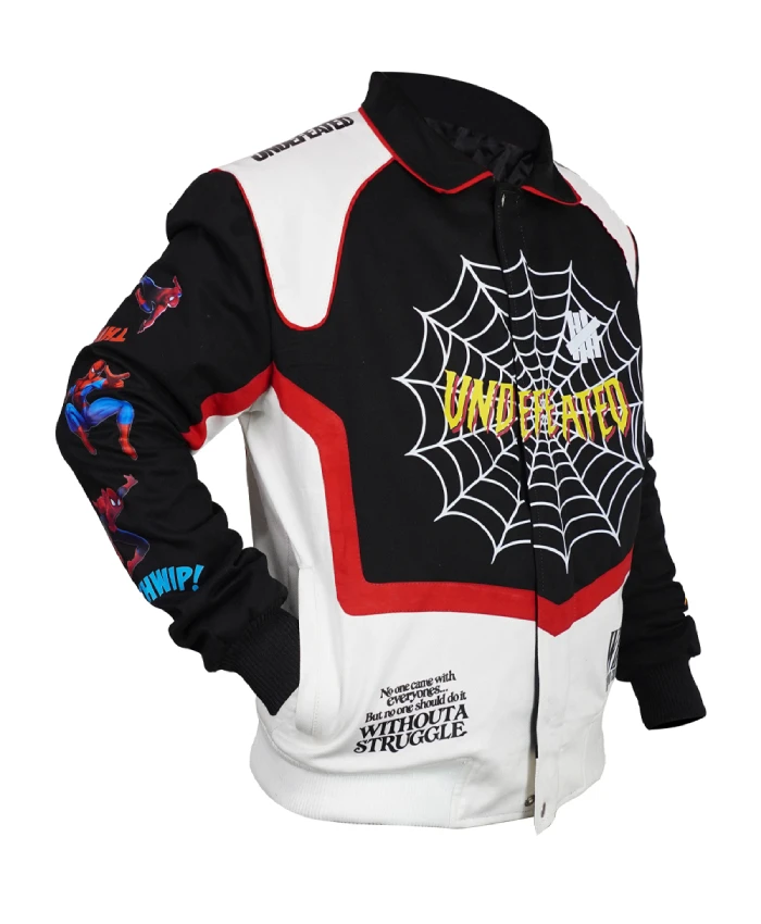 UNDEFEATED x Spider-Man FW26 Varsity Jacket with a bold superhero-inspired streetwear design