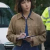 Vanessa Emme TV Series The Chelsea Detective 2026 DS Layla Walsh Brown Cropped Jacket Front View