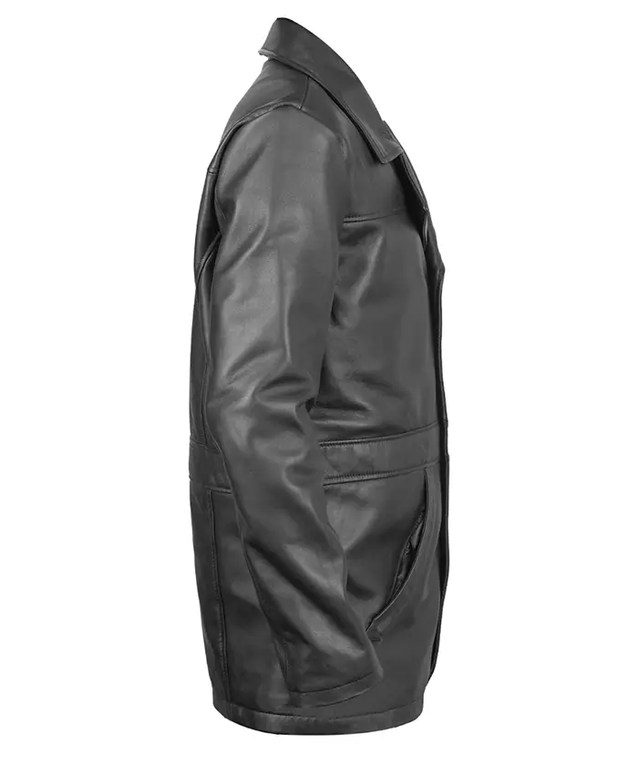 Vincent Martino TV Series The Deuce Frankie Martino Black Leather Jacket Side View