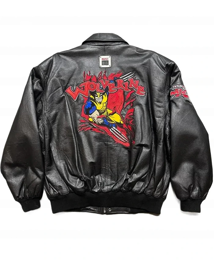 Vintage X-Men Wolverine Black Leather Bomber Cosplay Jacket