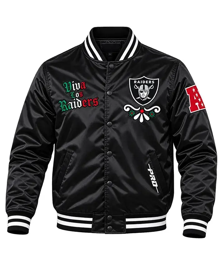 Viva Los Raiders Sugar Skull Black Satin Jacket
