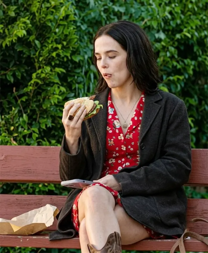 Voicemails for Isabelle 2026 Zoey Deutch Brown Coat
