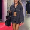 WNBA Indiana Fever vs New York Liberty Sophie Cunningham Navy Blue Denim Jacket
