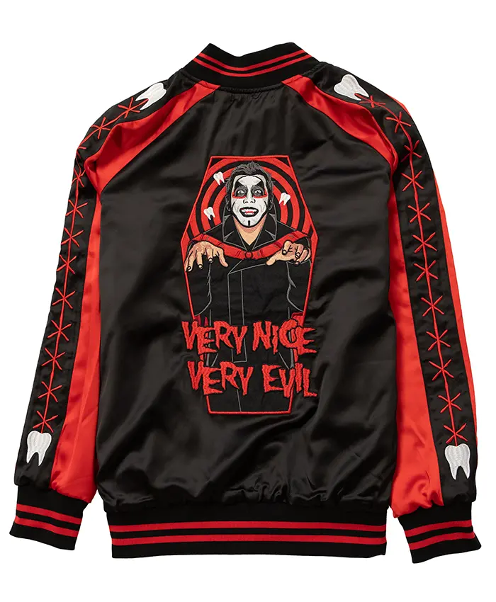 WWE Danhausen 2026 Halloween Very Nice Very Evil Satin Bomber Jacket