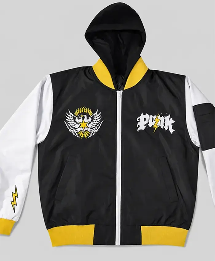 WWE Friday Night Smackdown SmackDown 2026 CM Punk Black And White Hooded Jacket Front