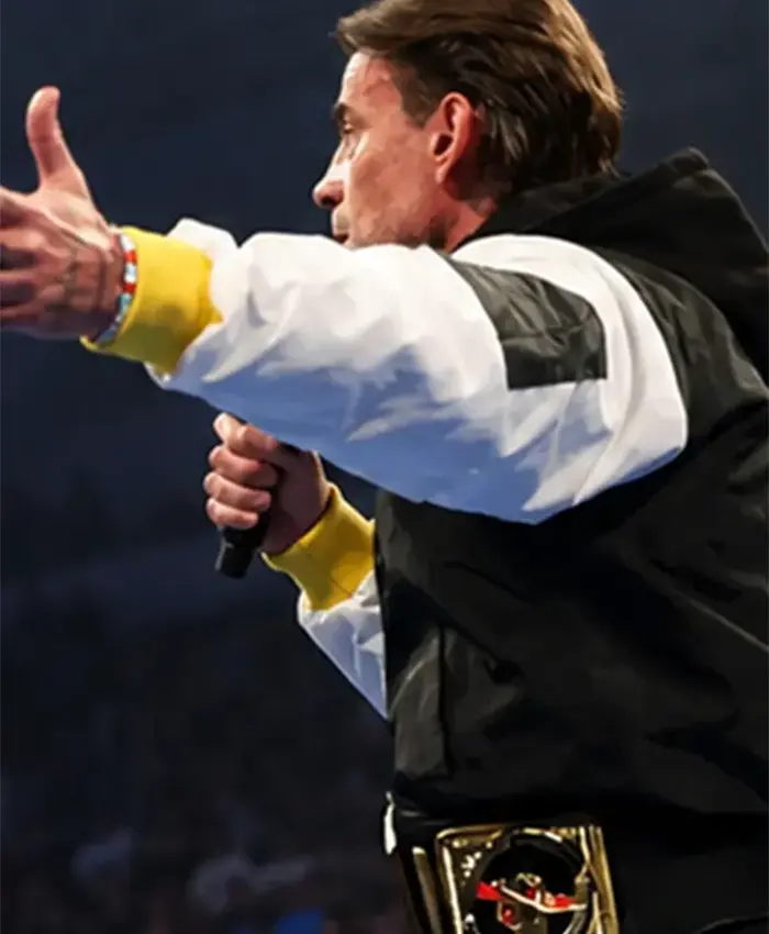 WWE Friday Night Smackdown SmackDown 2026 CM Punk Black And White Hooded Jacket