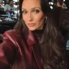 Whitney Fransway TV Series In the City 2026 Burgundy Leather Blazer